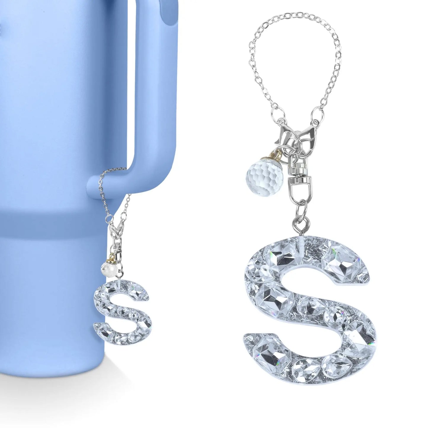 1 PCS Letter Charm Accessories for Stanley Cup Purple Cute Initial Keychain Handle Charm for Stanley Tumbler Girls Water Bottle