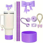 9pcs Tumbler Cup Accessories Including 2pcs Glitter 10mm Straw, Bow Keychain Charm 10mm Bow Straw Topper Cover for Stanley Cup