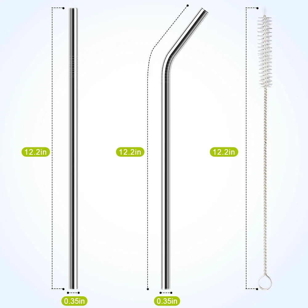 7 Pack Stainless Steel Straw Replacement 40 oz for Stanley Adventure Travel Tumbler, Reusable Straws with Cleaning Brush Compati