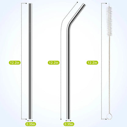7 Pack Stainless Steel Straw Replacement 40 oz for Stanley Adventure Travel Tumbler, Reusable Straws with Cleaning Brush Compati
