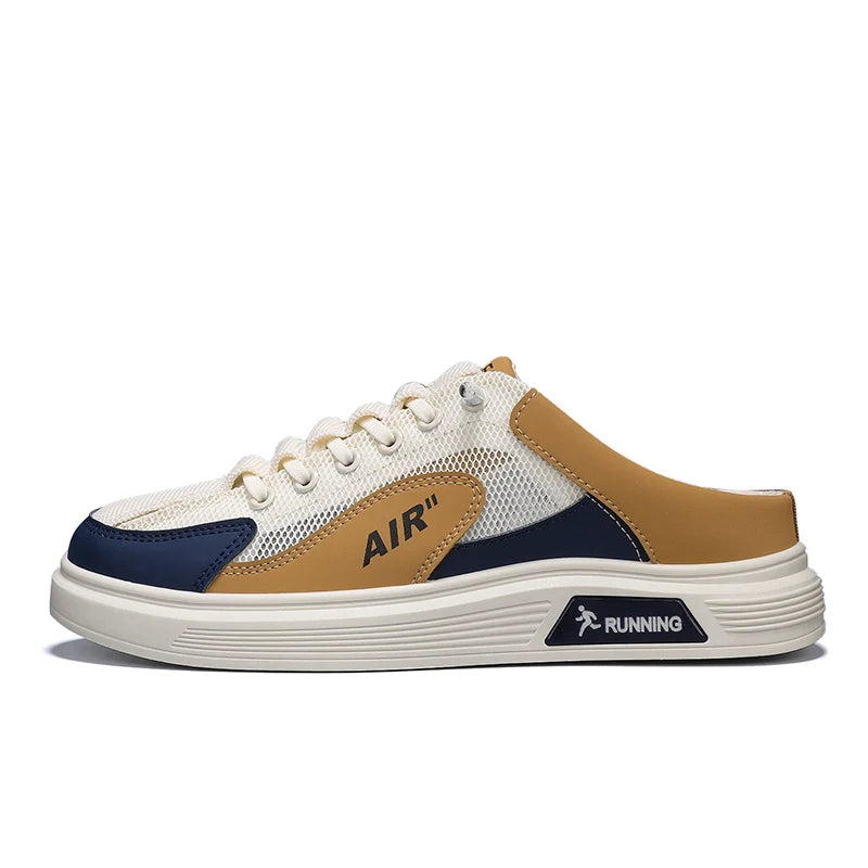 Half Slippers Men Low-top Canvas Shoes Casual Breathable Sneakers Korean Style Autumn Lace Up Casual Non-slip Trainers