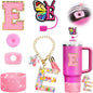 7PCS Cup Accessories Set for Stanley 30oz 40oz Tumbler Initials Silicone Straw Cover Cap Boot Letter Handle Charm Sticker