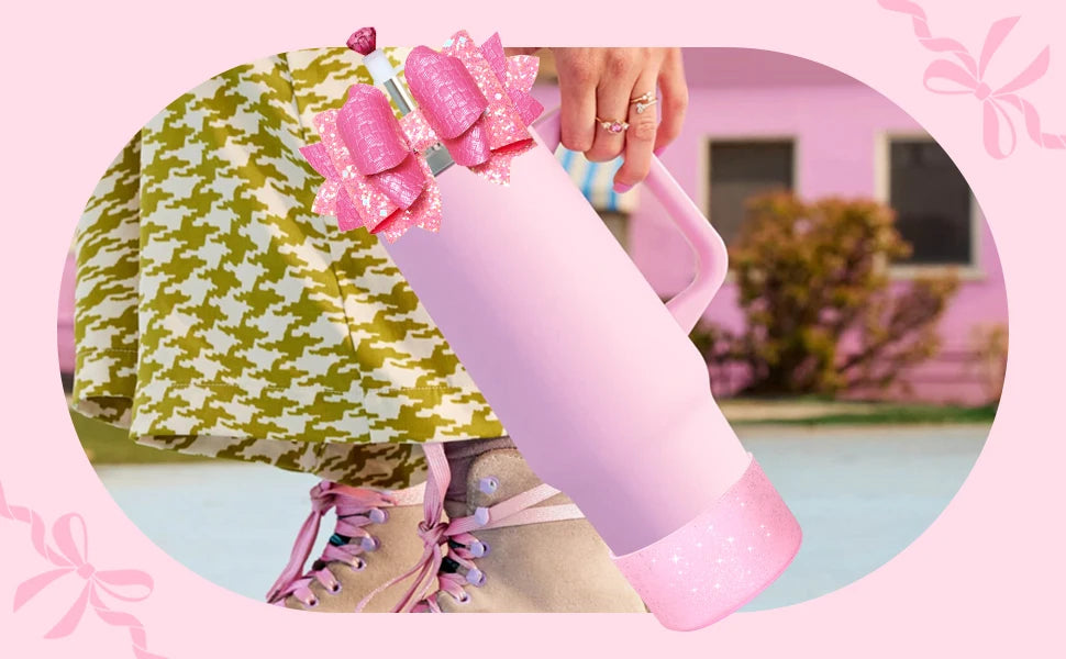 For Stanley 40 30 oz cup Boot Straw Hat - cute bow straw hat and diamond hat with bottom protector, non-tipping accessories