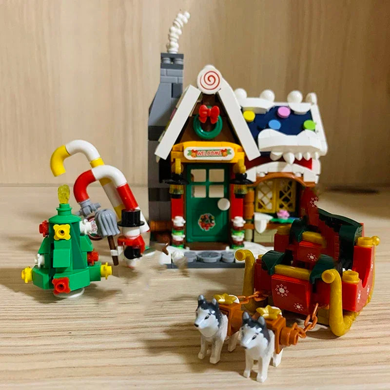 City Street View Christmas House Building Block Set DIY Small Particle Assembled Bricks Children's Toys Gifts Home Decoration