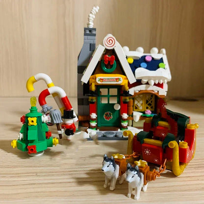 City Street View Christmas House Building Block Set DIY Small Particle Assembled Bricks Children's Toys Gifts Home Decoration