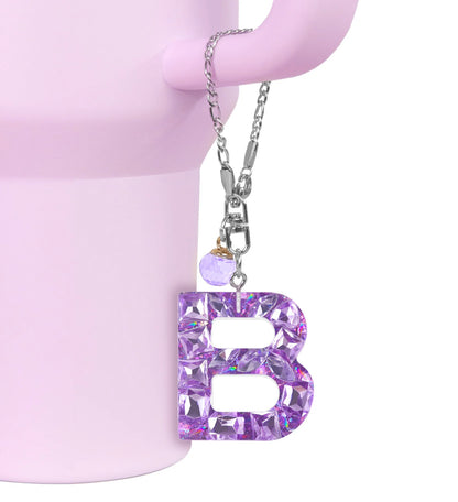 1 PCS Letter Charm Accessories for Stanley Cup Purple Cute Initial Keychain Handle Charm for Stanley Tumbler Girls Water Bottle