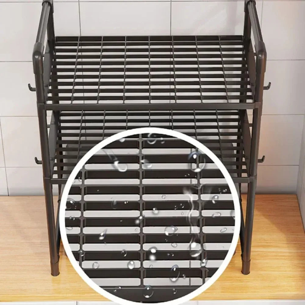 2/3-Layer Kitchen Storage Rack Simple Microwave Shelf Space-saving Countertop Tableware Tidying Organizer Kitchen Accessories