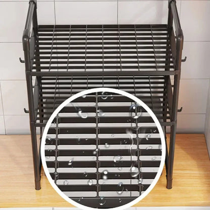2/3-Layer Kitchen Storage Rack Simple Microwave Shelf Space-saving Countertop Tableware Tidying Organizer Kitchen Accessories