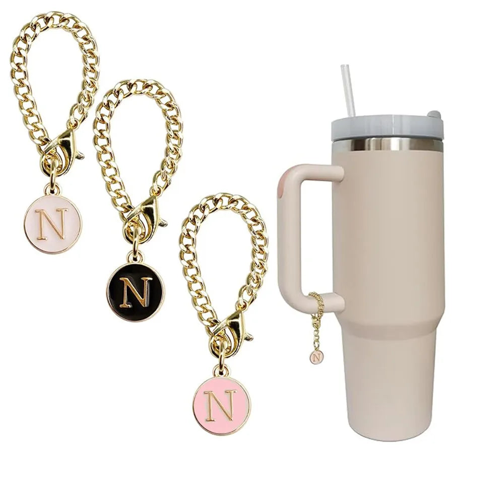 3pcs Letter Charm Accessories for Stanley Cup Initial Name ID Personalized Handle Charm for Stanley 40 oz Tumbler with Handle