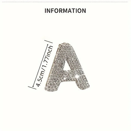 1pc Sparkling Rhinestone Alphabet Keychain, Alloy Round Letter Charm with Ring Buckle, Decorative Crystal Pendant Accessory