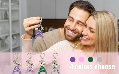 Cute Bling Keychain initial Letter Butterfly Star Pink Purple Gift for Women Girls Bag Cup Charms Accessories