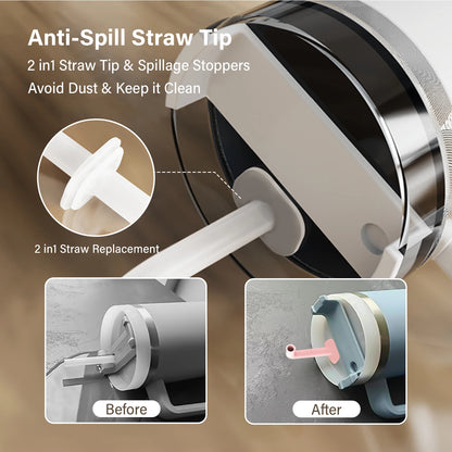 Leak Proof Set For Stanley Quencher 2.0 1.0 Accessories,2 in1Silicone Anti-Spill Straws,9.4"Extension Straw,Spill Proof Stopper