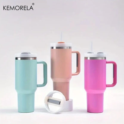 KEMORELA 30&40 oz Tumbler With Handle Lid Straw 887/1182ML Stainless Steel Water Bottle Vacuum Thermos Cup Travel Car Coffee Mug