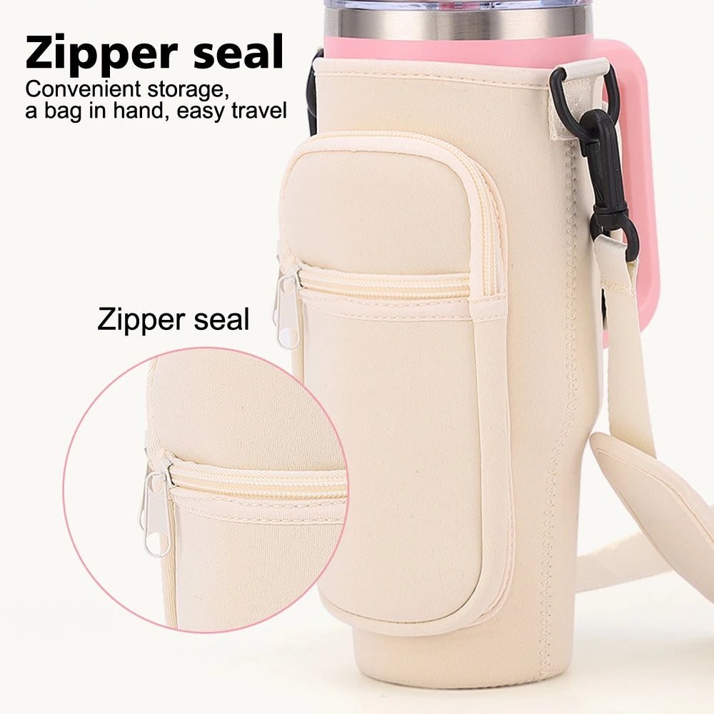 Water Bottle Carrier Bag with Phone Pocket for Stanley Cup 40 oz, Water Bottle Holder Adjustable Strap Stanley Cup Accessories