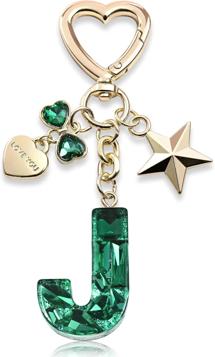 Cute Bling Keychain initial Letter Butterfly Star Pink Purple Gift for Women Girls Bag Cup Charms Accessories