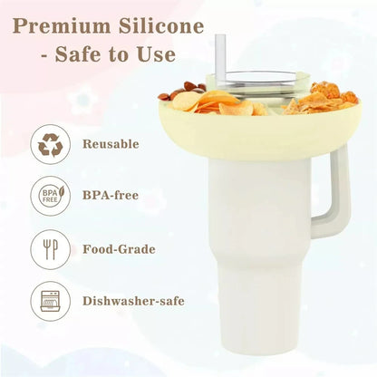 Snack Bowl for Stanley Cup Reusable Tray Food Divider with Handle Snack Platter Food Tray Rack Water Bottle and Cup Accessories