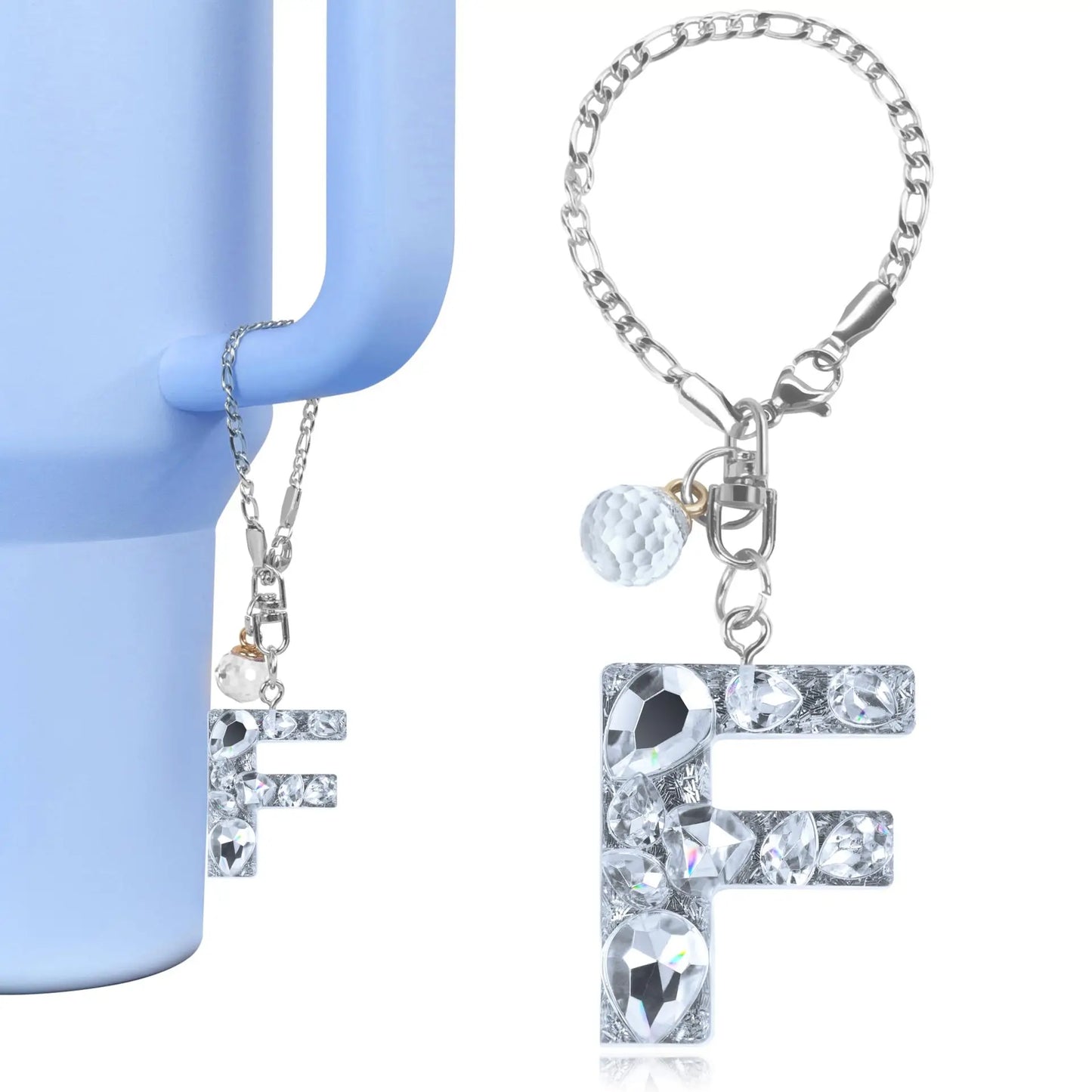 1 PCS Letter Charm Accessories for Stanley Cup Purple Cute Initial Keychain Handle Charm for Stanley Tumbler Girls Water Bottle