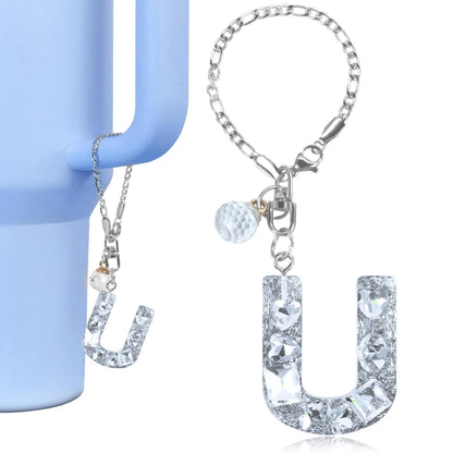 1 PCS Letter Charm Accessories for Stanley Cup Purple Cute Initial Keychain Handle Charm for Stanley Tumbler Girls Water Bottle