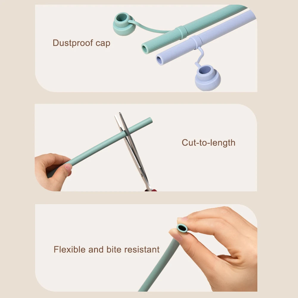 Silicone Replacement Straw for Stanley 20/30/40oz Long Reusable Straw Dustproof Soft Straw Cup Accessories with Straw Tip