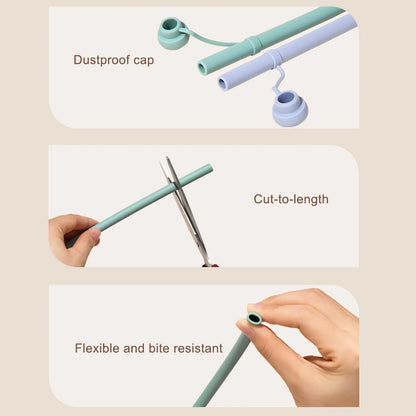 Silicone Replacement Straw for Stanley 20/30/40oz Long Reusable Straw Dustproof Soft Straw Cup Accessories with Straw Tip