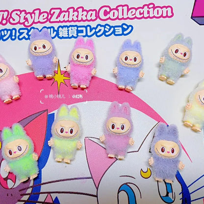 Cartoon Labubu Series Mini Flocking Exquisite Cute Doll Gift Diy Pendant Accessories Decoration Kawaii Toys Gift