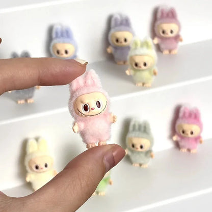 Cartoon Labubu Series Mini Flocking Exquisite Cute Doll Gift Diy Pendant Accessories Decoration Kawaii Toys Gift