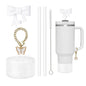 6pcs Accessories Set for Stanley Cup 30oz/40oz Including Glitter Silicone Boot Diamond Butterfly Charm Chain Bow Silicone Straw