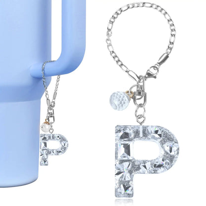 1 PCS Letter Charm Accessories for Stanley Cup Purple Cute Initial Keychain Handle Charm for Stanley Tumbler Girls Water Bottle