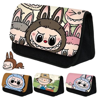 Labubu Pencil Cases Kawaii Large Capacity Pencil Storage Bag Student Stationery Organizer Pouch School Office Supplies Kids Gift