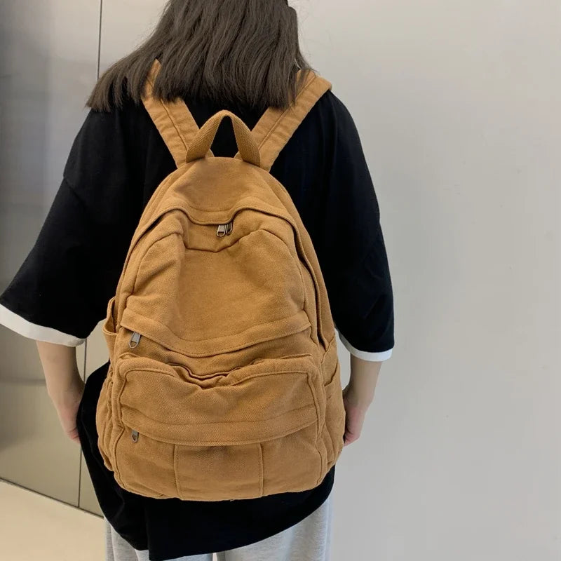 Girl School Bag New simple College Student Vintage Women Backpack Canvas Female Laptop bag Travel Kawaii Ladies backpacks рюкзак