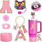7PCS Cup Accessories Set for Stanley 30oz 40oz Tumbler Initials Silicone Straw Cover Cap Boot Letter Handle Charm Sticker