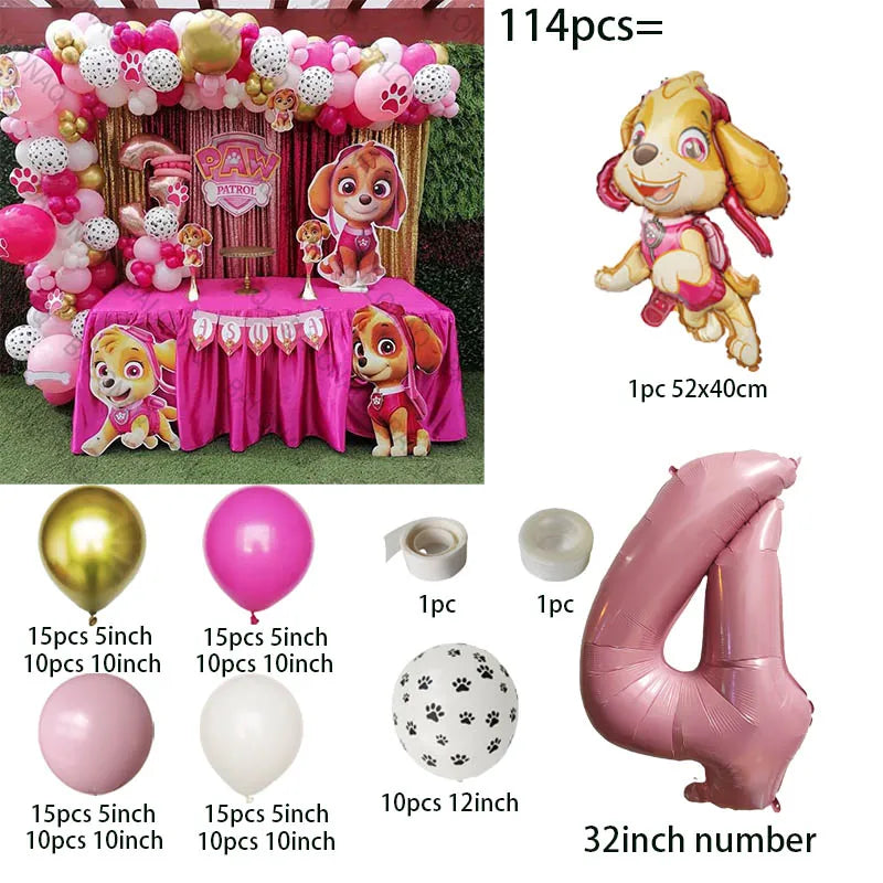 Pink Paw Patrol Dog Chase Skye Marshall Animal Shaped Aluminum Balloon Boys and Girls Birthday Party Decorations Children's Toys