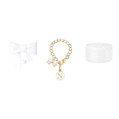 3pcs Accessories Set for Stanley Tumbler with Handle 1cm Straw Topper Cover Diamond Butterfly Charm Glitter Silicone Boot-White