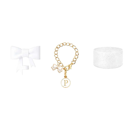 3pcs Accessories Set for Stanley Tumbler with Handle 1cm Straw Topper Cover Diamond Butterfly Charm Glitter Silicone Boot-White