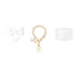 3pcs Accessories Set for Stanley Tumbler with Handle 1cm Straw Topper Cover Diamond Butterfly Charm Glitter Silicone Boot-White