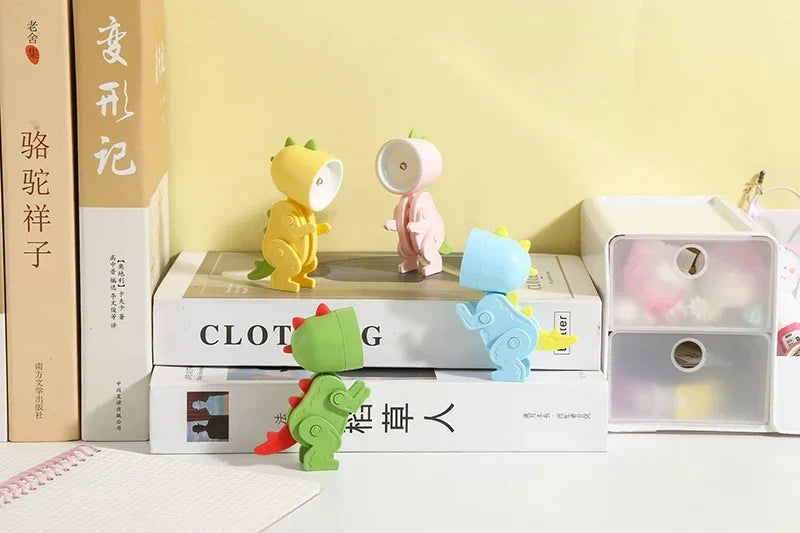 Mini Dinosaur Night Light Battery Magnetic Folding Nights Lamp Bedroom Bedside Table Ornaments Children's Toys LED Night Lights