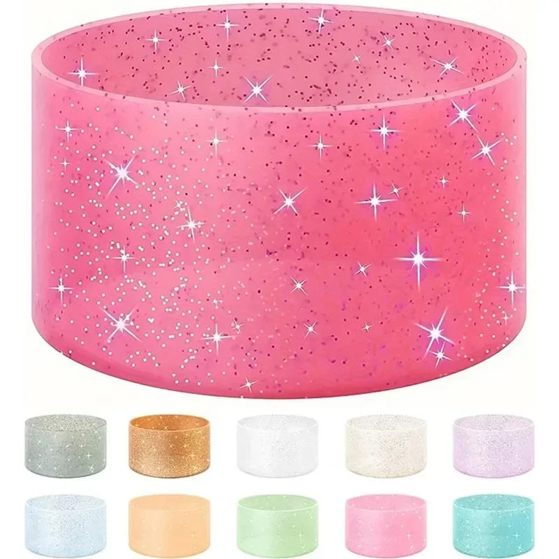 Silicone Glitter Bottle Bottom Sleeve Cup Accessories Anti-Slip Water Bottle Pad Heat Insulation Sports Cup Cover for Tumbler