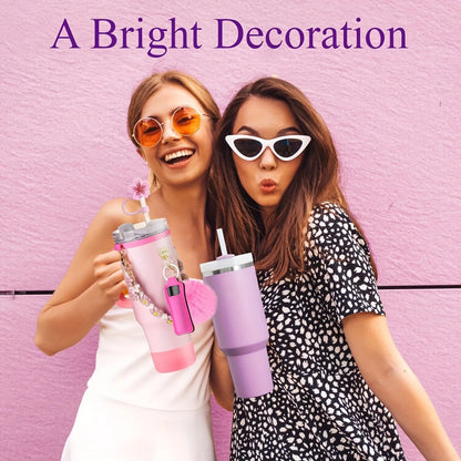 8PCS Cup Accessories, Set includes Water Bottle Handle Strap, Siliocne Boots, Lipstick Sleeve Pouch Straw Cap Cover for Stanley