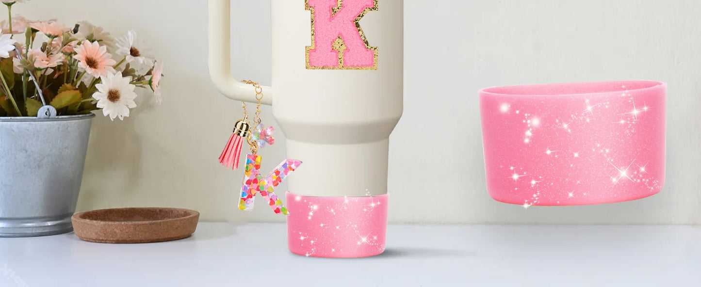 7PCS Cup Accessories Set for Stanley 30oz 40oz Tumbler Initials Silicone Straw Cover Cap Boot Letter Handle Charm Sticker