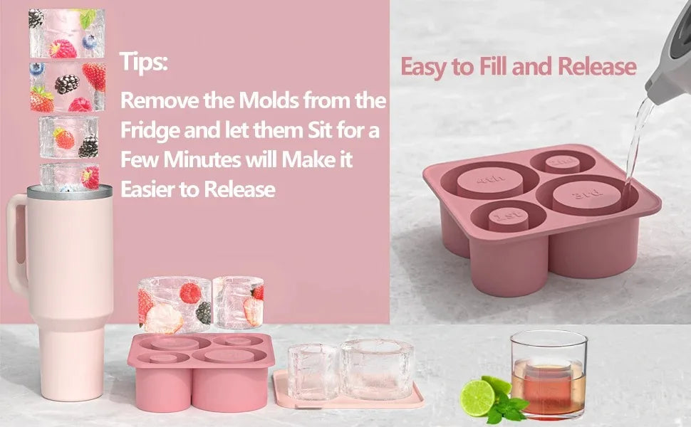 Stanley Accessories Summer Ice Mould Cube Trays Ice Making Beverage Cup Maker Circle Ice Shape Silicone Molds For Stanley Cup