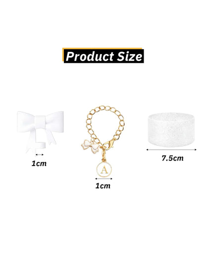 3pcs Accessories Set for Stanley Tumbler with Handle 1cm Straw Topper Cover Diamond Butterfly Charm Glitter Silicone Boot-White