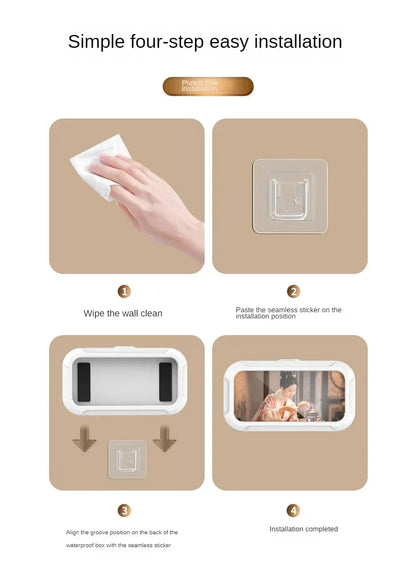 Waterproof Shower Phone Holder Rotation Angle Adjustable Telescoping Wall Mount Phone Holder for Bathroom Kitchen Bracket Stand
