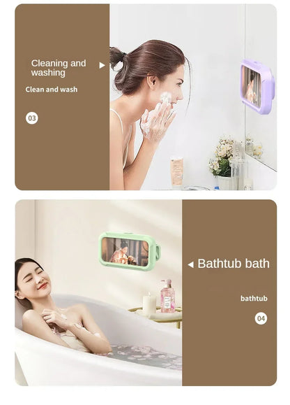 Waterproof Shower Phone Holder Rotation Angle Adjustable Telescoping Wall Mount Phone Holder for Bathroom Kitchen Bracket Stand