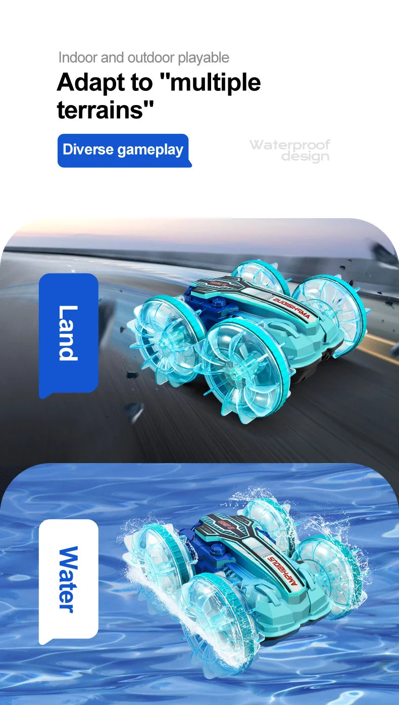 New Amphitheatre RC Car Cool Light Music 4WD 2.4G Gesture Sensing 360° Water Stunt Double Drift Stunt Car Children's Toys Gifts
