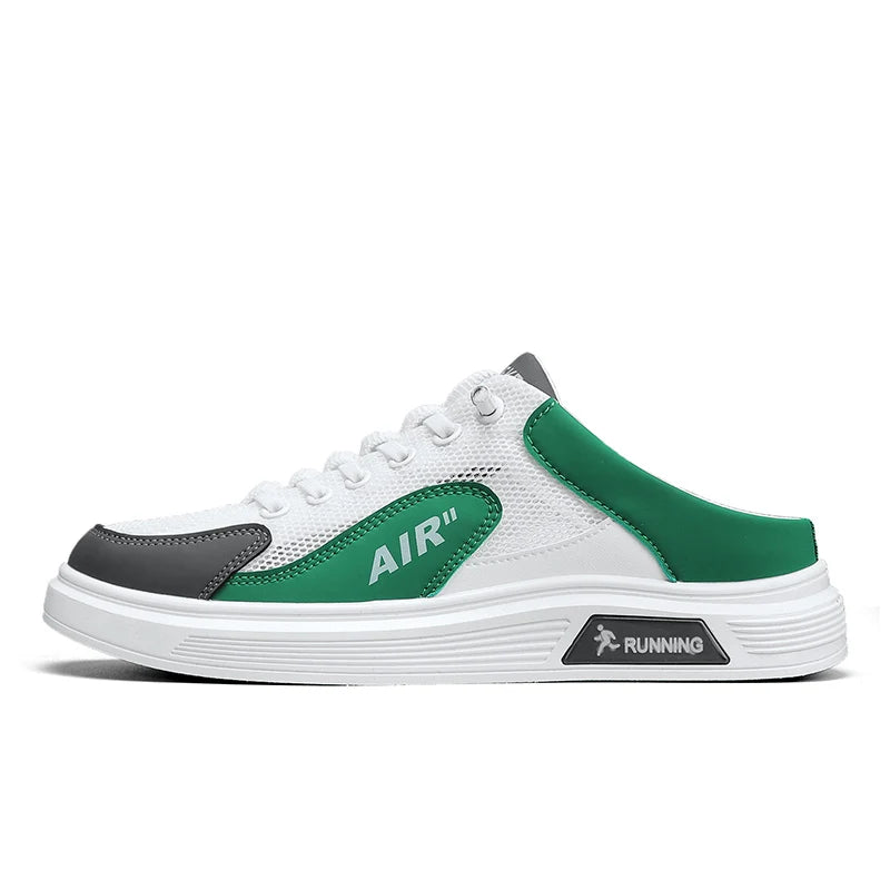 Half Slippers Men Low-top Canvas Shoes Casual Breathable Sneakers Korean Style Autumn Lace Up Casual Non-slip Trainers