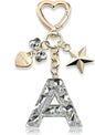 Cute Bling Keychain initial Letter Butterfly Star Pink Purple Gift for Women Girls Bag Cup Charms Accessories