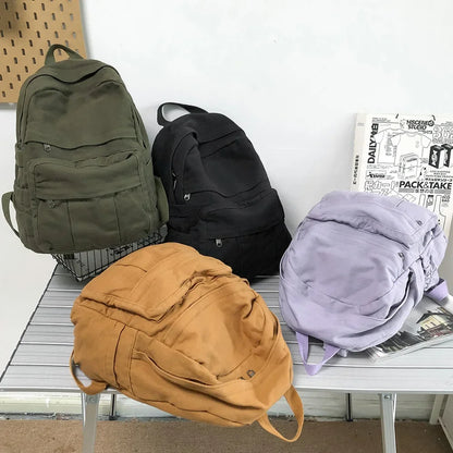 Girl School Bag New simple College Student Vintage Women Backpack Canvas Female Laptop bag Travel Kawaii Ladies backpacks рюкзак