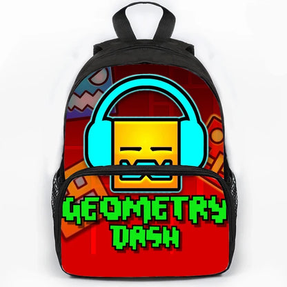 Large Capacity Angry Geometry Dash Children's Backpack 16 Inch Anime Bookbag Travel Backpacks Students Schoolbag for Girls Boys