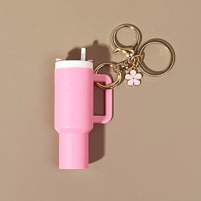 Mini Cup Keychain for Stanley Water Bottle Accessories Lip Balm Cute Tumbler Cup Handle Decoration