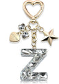 Cute Bling Keychain initial Letter Butterfly Star Pink Purple Gift for Women Girls Bag Cup Charms Accessories
